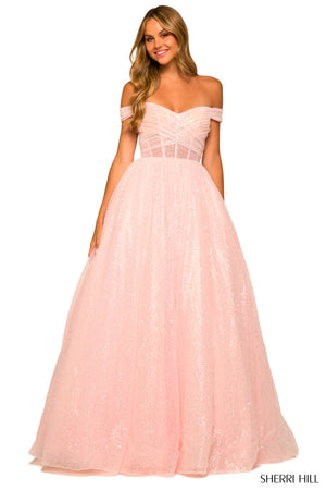 Sherri Hill 55503 prom dress images.  Sherri Hill 55503 is available in these colors: Ivory, Light Pink, Light Blue.