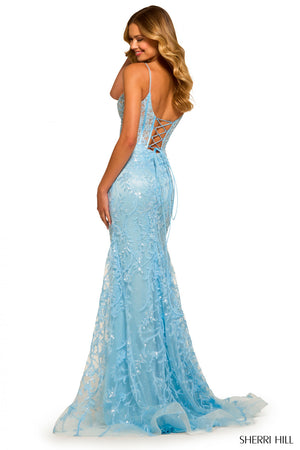 Sherri Hill 55526 prom dress images.  Sherri Hill 55526 is available in these colors: Red, Pink, Ivory, Light Blue.
