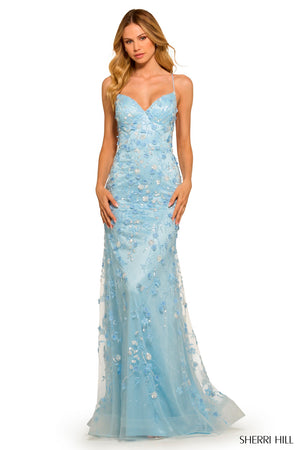 Sherri Hill 55531 prom dress images.  Sherri Hill 55531 is available in these colors: Light Blue.