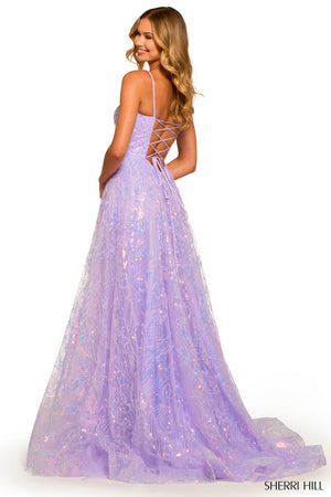 Sherri Hill 55533 prom dress images.  Sherri Hill 55533 is available in these colors: Lilac.