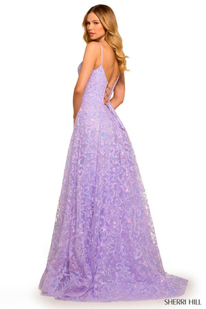 Sherri Hill 55534 prom dress images.  Sherri Hill 55534 is available in these colors: Lilac.