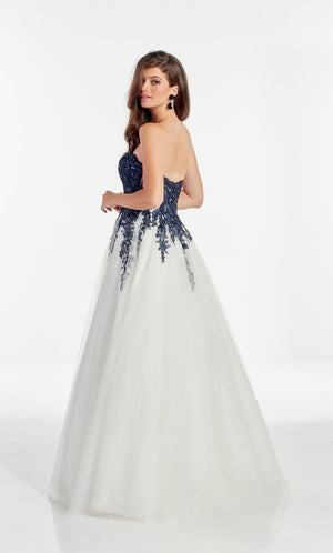 Alyce Paris 60890 prom dress images.  Alyce Paris 60890 is available in these colors: Midnight Diamond White,  Mademoiselle,  Azure Diamond White,  Storm Cloud Pink,  Solid Diamond White.