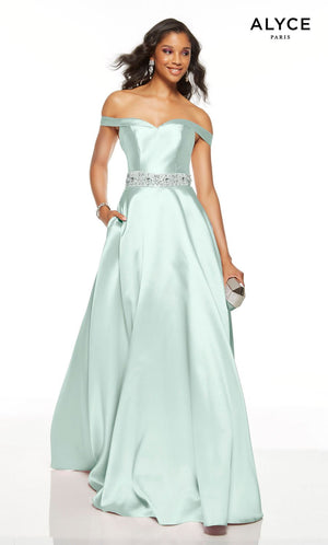 Alyce Paris 1502 prom dress images.  Alyce Paris 1502 is available in these colors: Pink Alabaster, Sea Glass, Red, French Blue, Midnight.