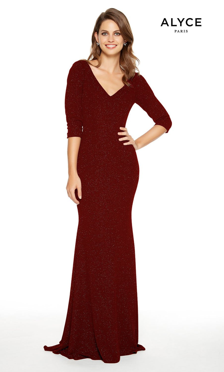 Alyce Paris 27377 prom dress images.  Alyce Paris 27377 is available in these colors: Midnight, Peacock, Wine.