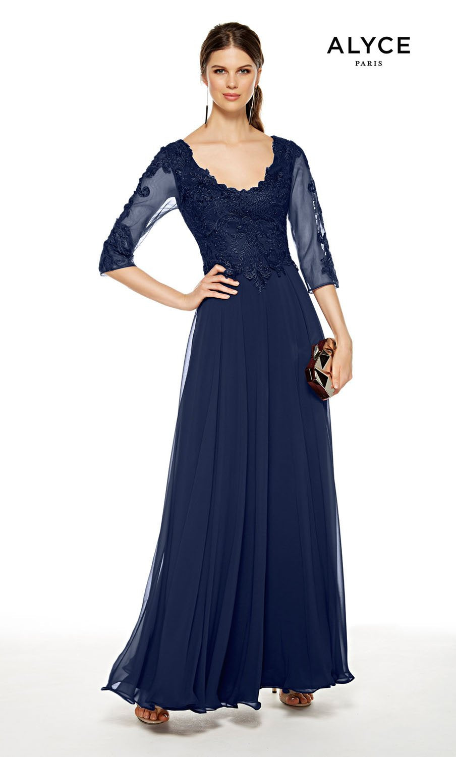 Alyce Paris 27385 prom dress images.  Alyce Paris 27385 is available in these colors: Black Cherry, Navy, Champagne.