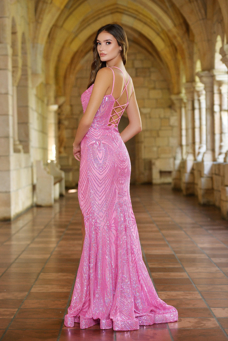 Ava Presley 38850 prom dress images.  Ava Presley 38850 is available in these colors: Pink, Violet, Royal, Purple.