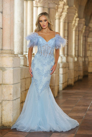 Ava Presley 38862 prom dress images.  Ava Presley 38862 is available in these colors: Light Blue, Black.