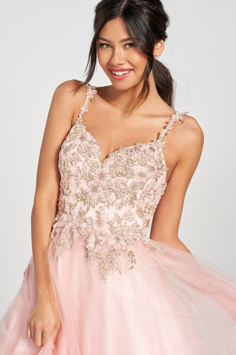 Colette CL12205 prom dress images.  Colette CL12205 is available in these colors: Vintage Rose, Scarlet.
