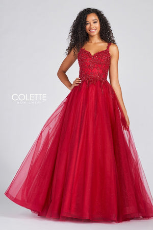 Colette CL12205 prom dress images.  Colette CL12205 is available in these colors: Vintage Rose, Scarlet.