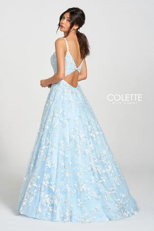 Colette CL12210 prom dress images.  Colette CL12210 is available in these colors: Sky Blue.