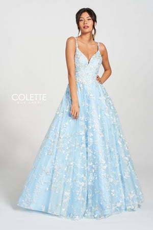 Colette CL12210 prom dress images.  Colette CL12210 is available in these colors: Sky Blue.