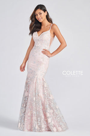 Colette CL12233 prom dress images.  Colette CL12233 is available in these colors: Blush Multi.