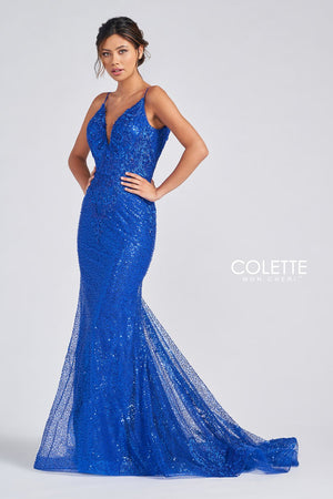 Colette CL12241 prom dress images.  Colette CL12241 is available in these colors: Royal Blue.