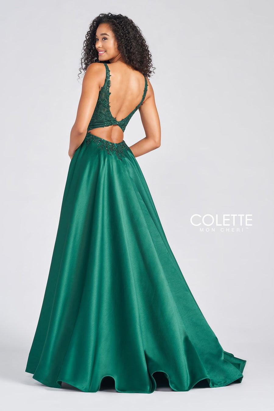 Colette CL12271 prom dress images.  Colette CL12271 is available in these colors: Plum, Emerald.