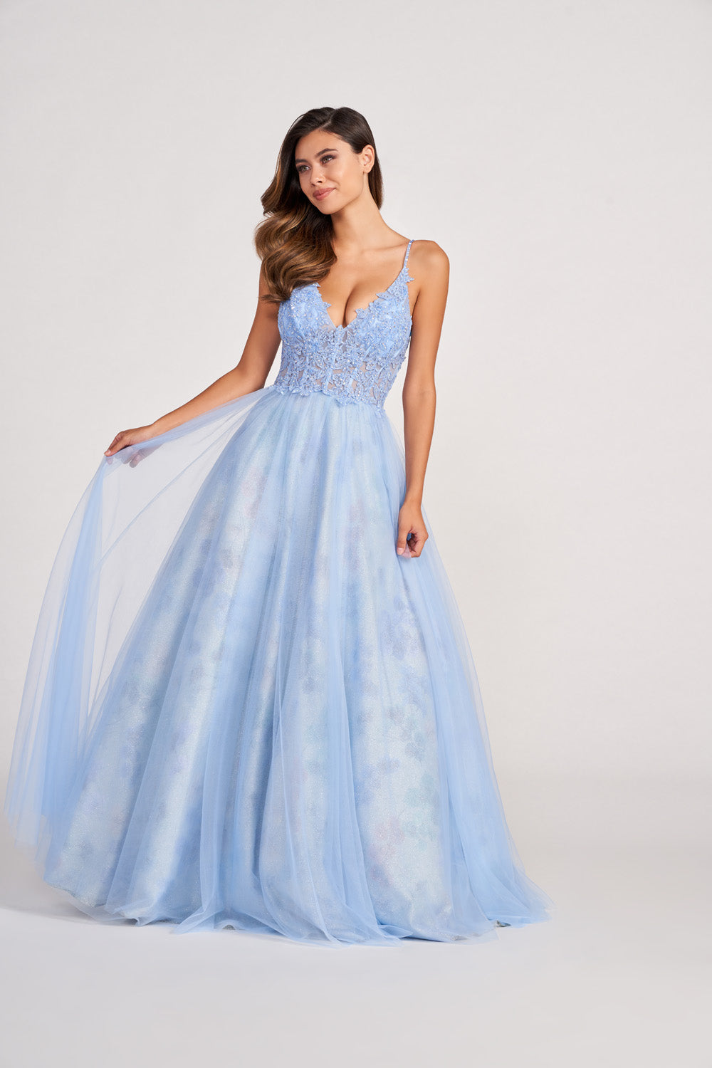 Colette CL2009 prom dress images.  Colette CL2009 is available in these colors: Lilac, Light Blue.