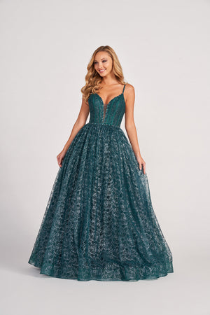 Colette CL2018 prom dress images.  Colette CL2018 is available in these colors: Dusty Blue, Spruce, Fuchsia.