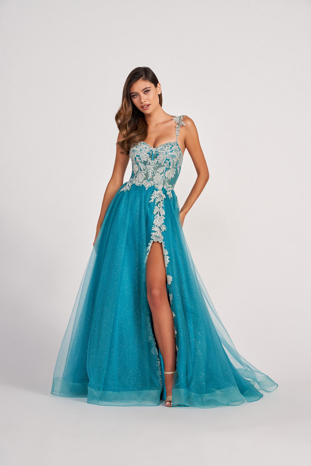 Colette CL2020 prom dress images.  Colette CL2020 is available in these colors: Turquoise Silver, Orange, Plum, Light Blue.