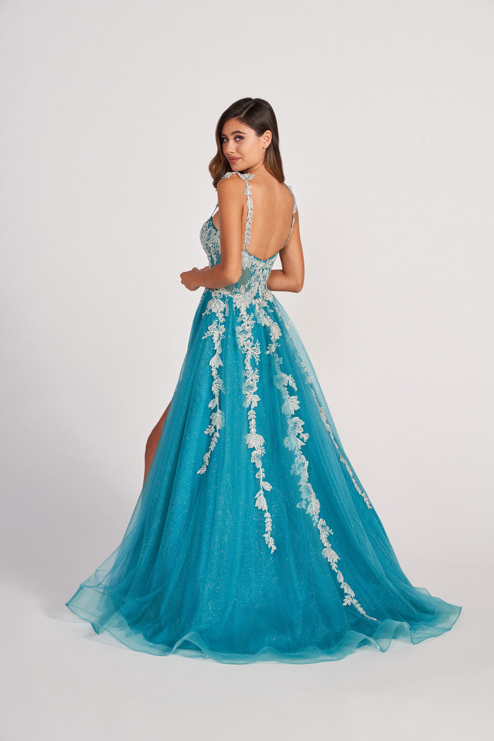 Colette CL2020 prom dress images.  Colette CL2020 is available in these colors: Turquoise Silver, Orange, Plum, Light Blue.