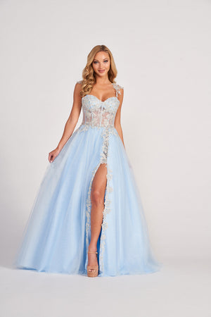 Colette CL2020 prom dress images.  Colette CL2020 is available in these colors: Turquoise Silver, Orange, Plum, Light Blue.