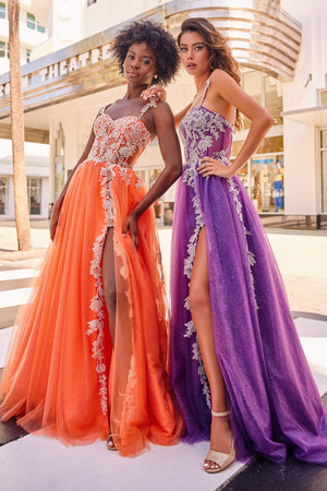 Colette CL2020 prom dress images.  Colette CL2020 is available in these colors: Turquoise Silver, Orange, Plum, Light Blue.
