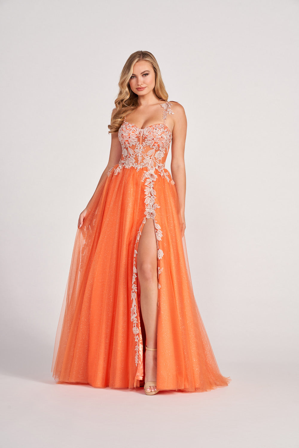 Colette CL2020 prom dress images.  Colette CL2020 is available in these colors: Turquoise Silver, Orange, Plum, Light Blue.