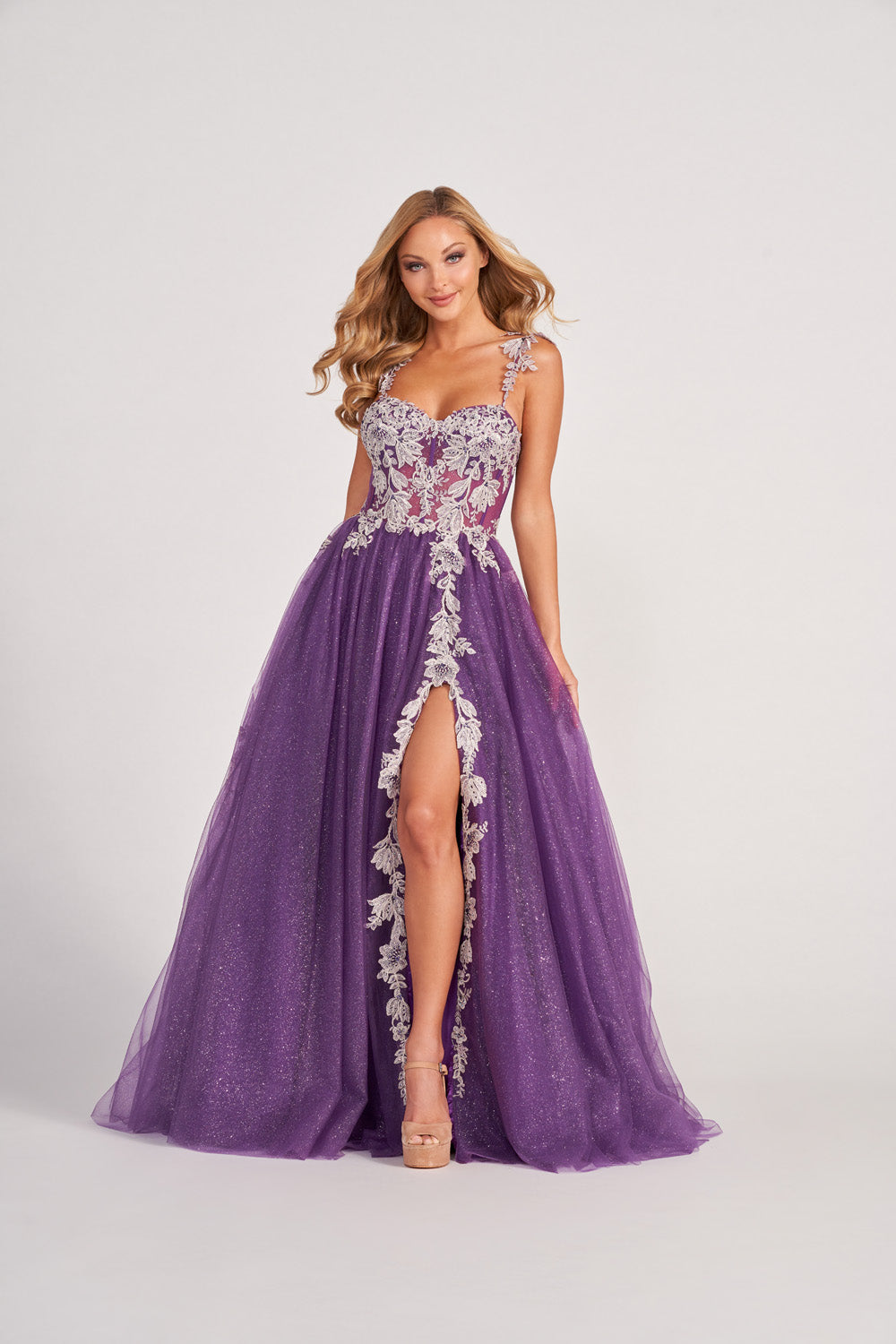 Colette CL2020 prom dress images.  Colette CL2020 is available in these colors: Turquoise Silver, Orange, Plum, Light Blue.