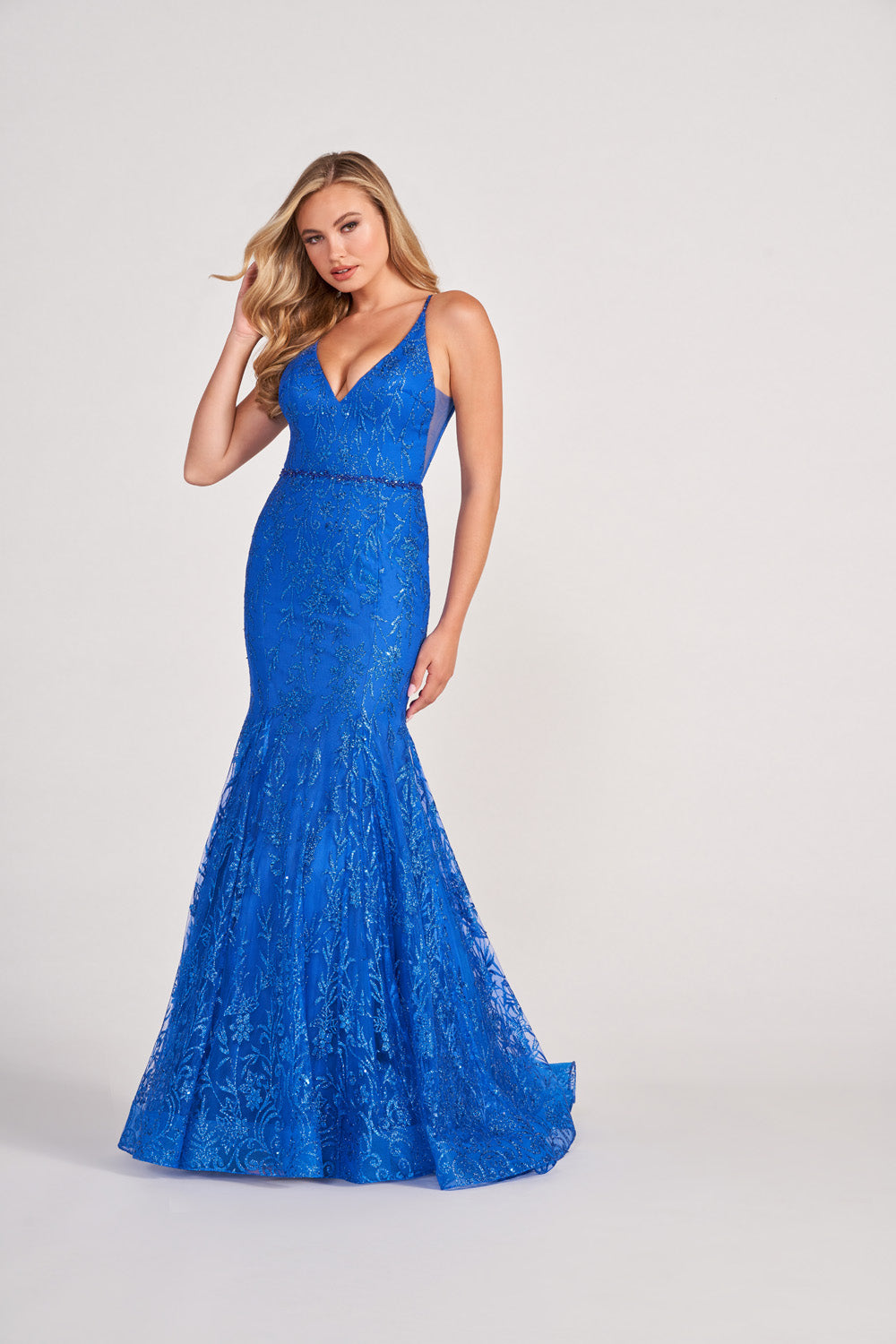 Colette CL2021 prom dress images.  Colette CL2021 is available in these colors: Navy Gold, Gold Pewter, Royal Blue, Black.