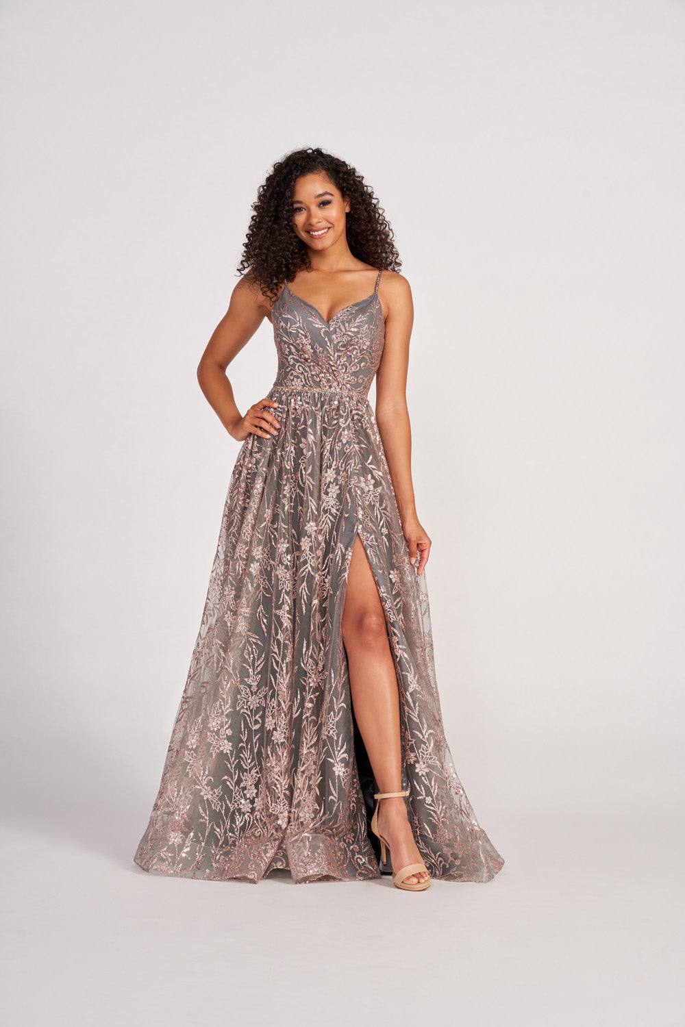 Colette CL2022 prom dress images.  Colette CL2022 is available in these colors: Navy Gold, Gold Pewter.