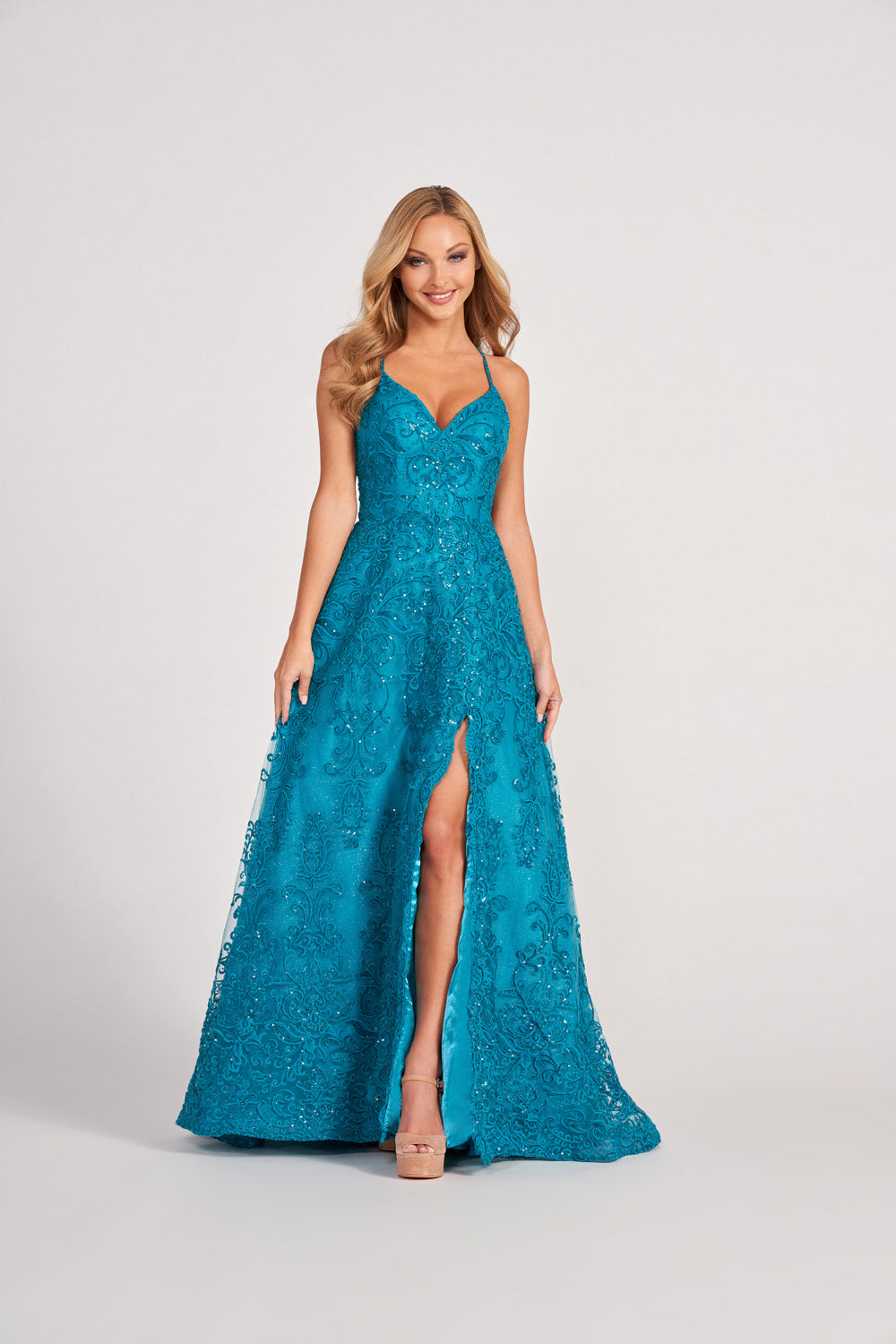 Colette CL2028 prom dress images.  Colette CL2028 is available in these colors: Royal Blue, Black, Cabernet, Jade.