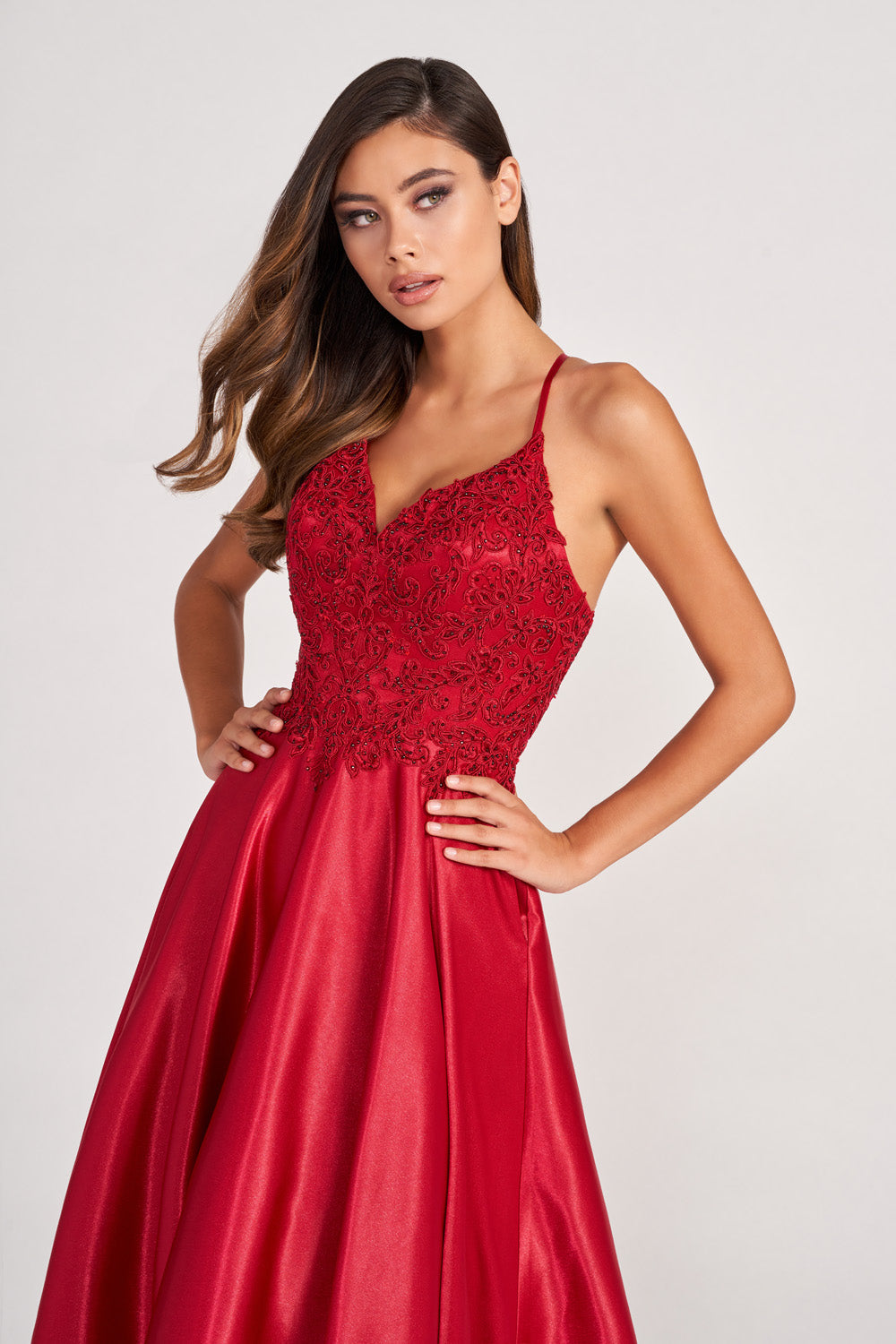 Colette CL2033 prom dress images.  Colette CL2033 is available in these colors: Navy Blue, Hunter, Scarlet.