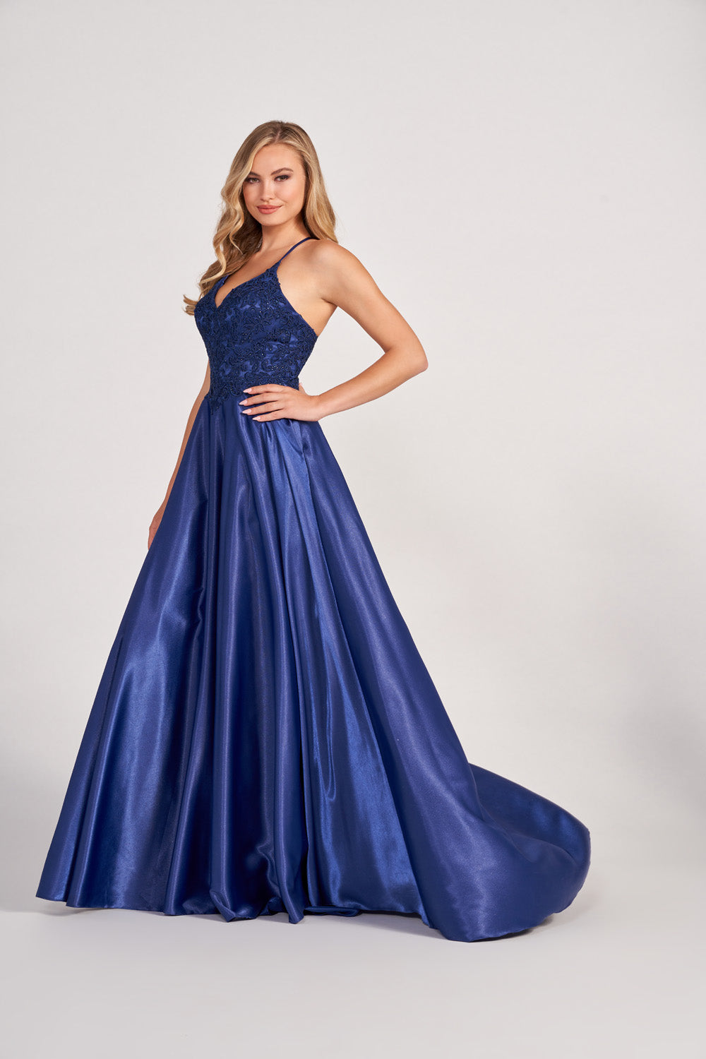 Colette CL2033 prom dress images.  Colette CL2033 is available in these colors: Navy Blue, Hunter, Scarlet.