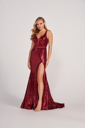 Colette CL2041 prom dress images.  Colette CL2041 is available in these colors: Navy Blue, Burgundy, Plum.