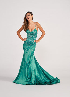 Colette CL2043 prom dress images.  Colette CL2043 is available in these colors: Black, Jade, Plum, Burgundy.