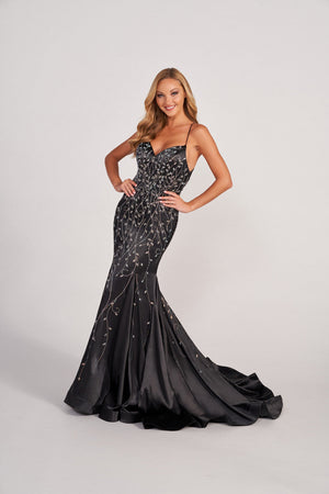 Colette CL2043 prom dress images.  Colette CL2043 is available in these colors: Black, Jade, Plum, Burgundy.