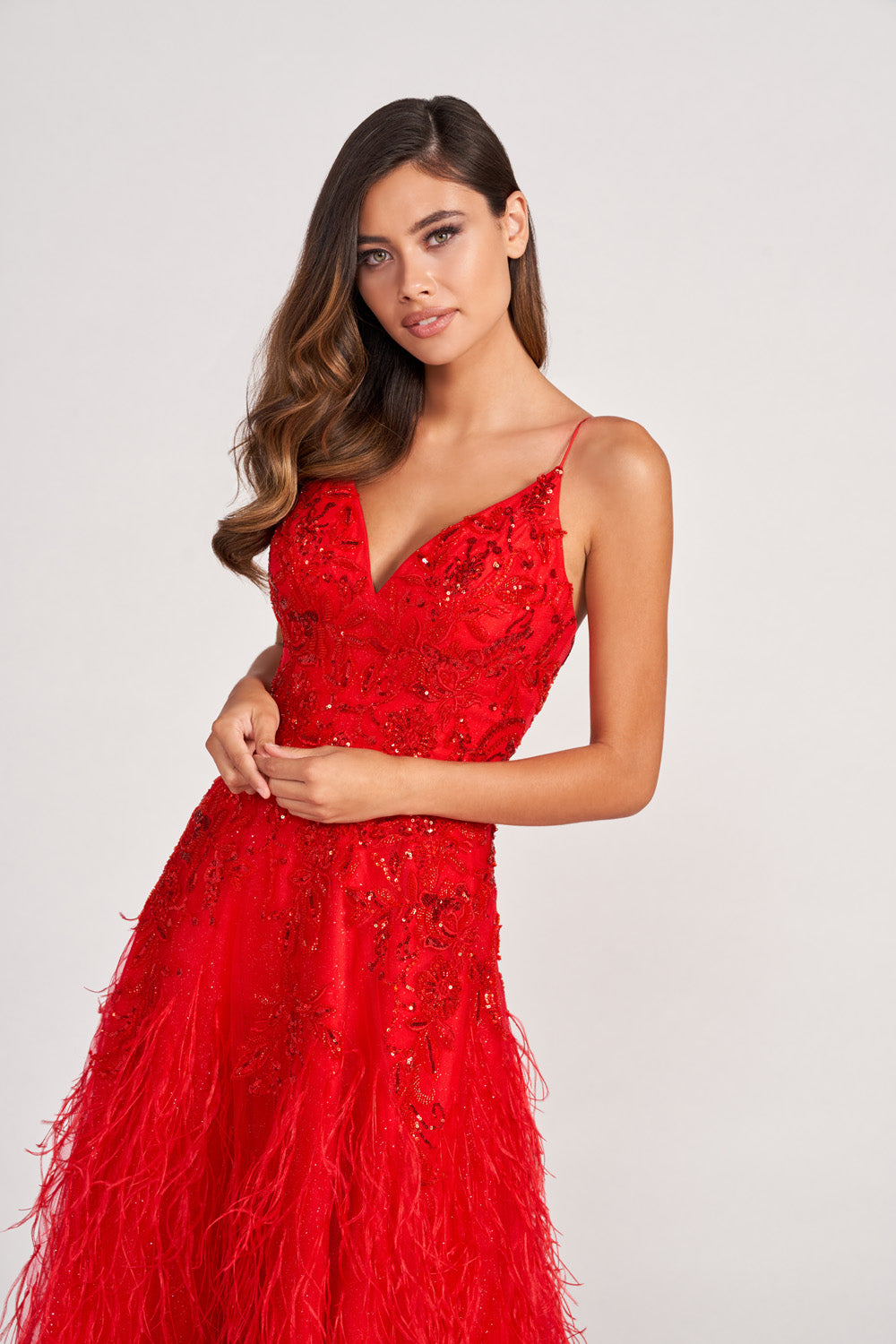 Colette CL2044 prom dress images.  Colette CL2044 is available in these colors: Red, Navy, Spruce.