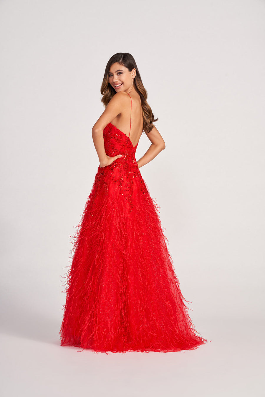 Colette CL2044 prom dress images.  Colette CL2044 is available in these colors: Red, Navy, Spruce.