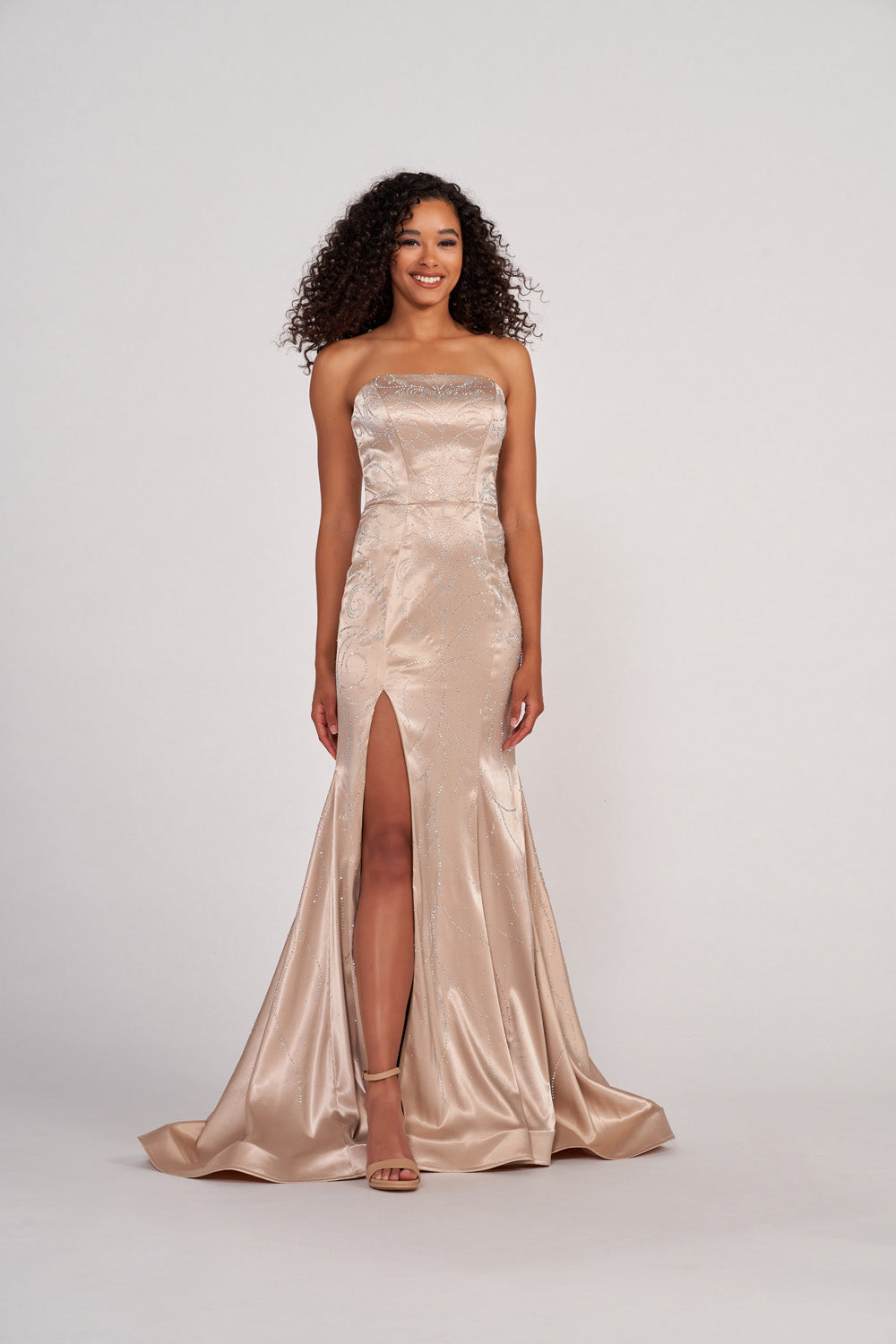 Colette CL2045 prom dress images.  Colette CL2045 is available in these colors: Ice Pink, Turquoise, Champagne, White, Platinum.