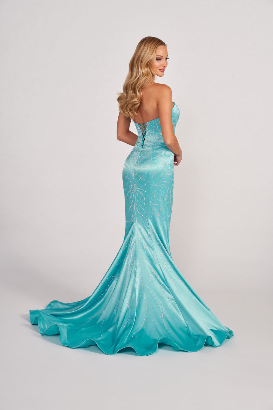Colette CL2045 prom dress images.  Colette CL2045 is available in these colors: Ice Pink, Turquoise, Champagne, White, Platinum.