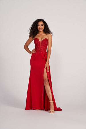 Colette CL2053 prom dress images.  Colette CL2053 is available in these colors: Diamond White, Scarlet, Black.