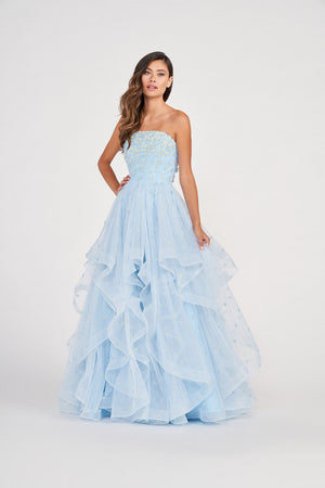 Colette CL2055 prom dress images.  Colette CL2055 is available in these colors: Daisy, Light Blue, Violet.
