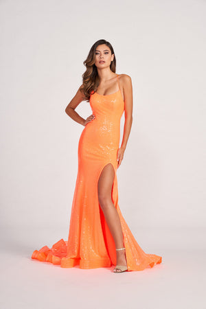 Colette CL2060 prom dress images.  Colette CL2060 is available in these colors: Hot Pink, Lime, Orange.
