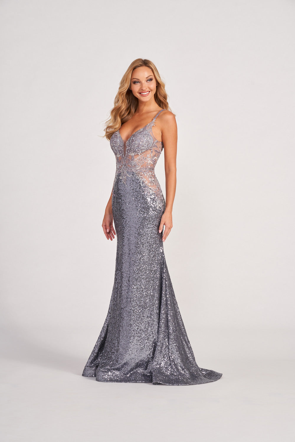 Colette CL2061 prom dress images.  Colette CL2061 is available in these colors: Rose, Sage, Steel.