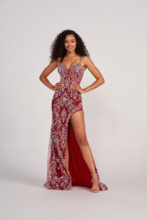 Colette CL2065 prom dress images.  Colette CL2065 is available in these colors: Red Silver, Navy Blue Silver.