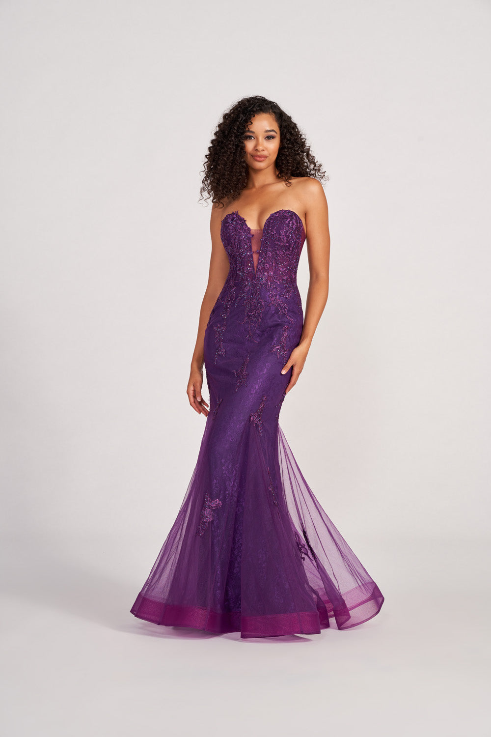 Colette CL2067 prom dress images.  Colette CL2067 is available in these colors: Emerald, Navy Blue, Merlot, Plum.