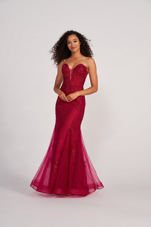 Colette CL2067 prom dress images.  Colette CL2067 is available in these colors: Emerald, Navy Blue, Merlot, Plum.