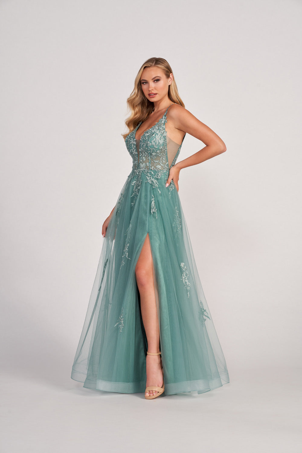 Colette CL2074 prom dress images.  Colette CL2074 is available in these colors: Orchid, Sage, Dusty Blue.
