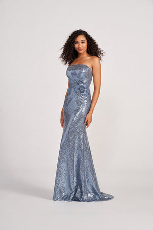 Colette CL2075 prom dress images.  Colette CL2075 is available in these colors: Steel Blue.