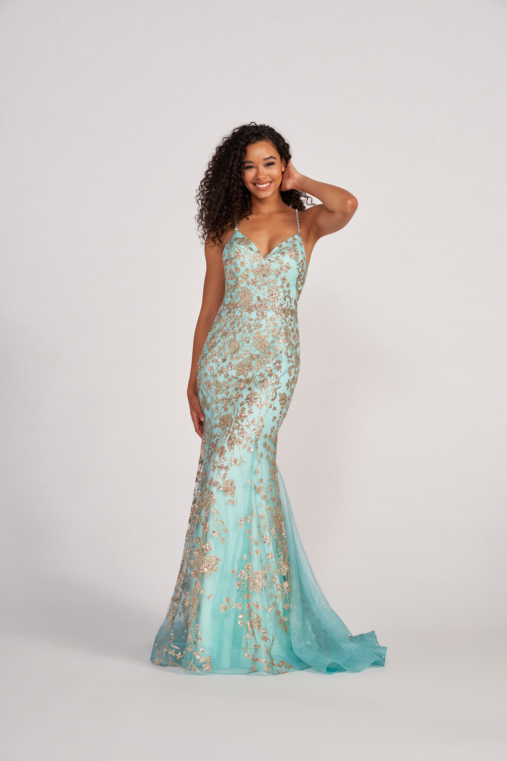 Colette CL2076 prom dress images.  Colette CL2076 is available in these colors: Ice Blue, Red, Silver, Aqua Gold.