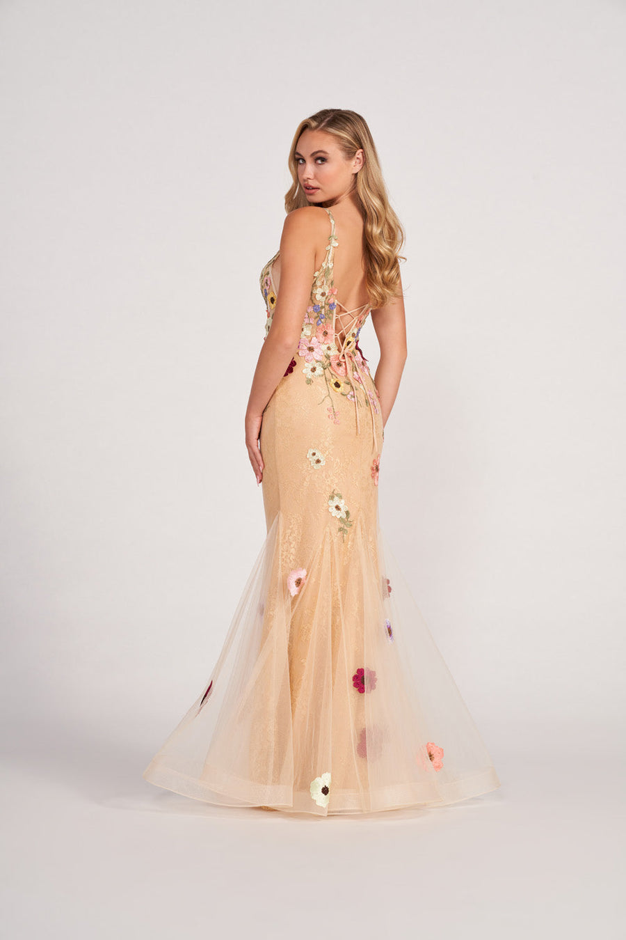 Colette CL2085 prom dress images.  Colette CL2085 is available in these colors: Champagne Multi.