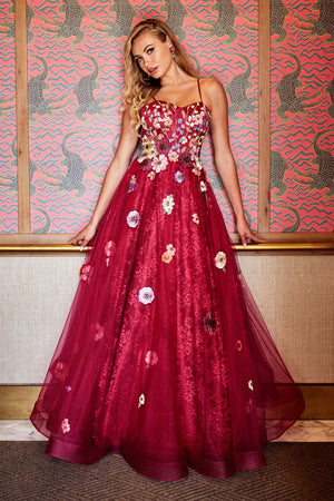 Colette CL2086 prom dress images.  Colette CL2086 is available in these colors: Berry Multi.